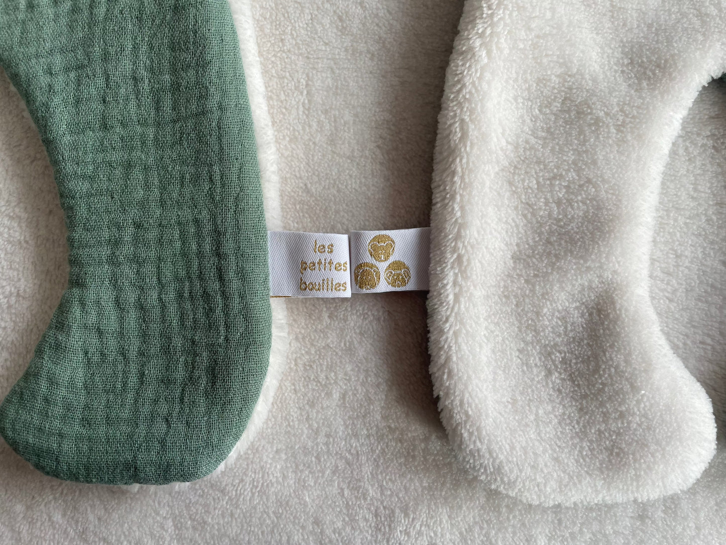 Doudou Ourson Vert Eucalyptus - Blanc