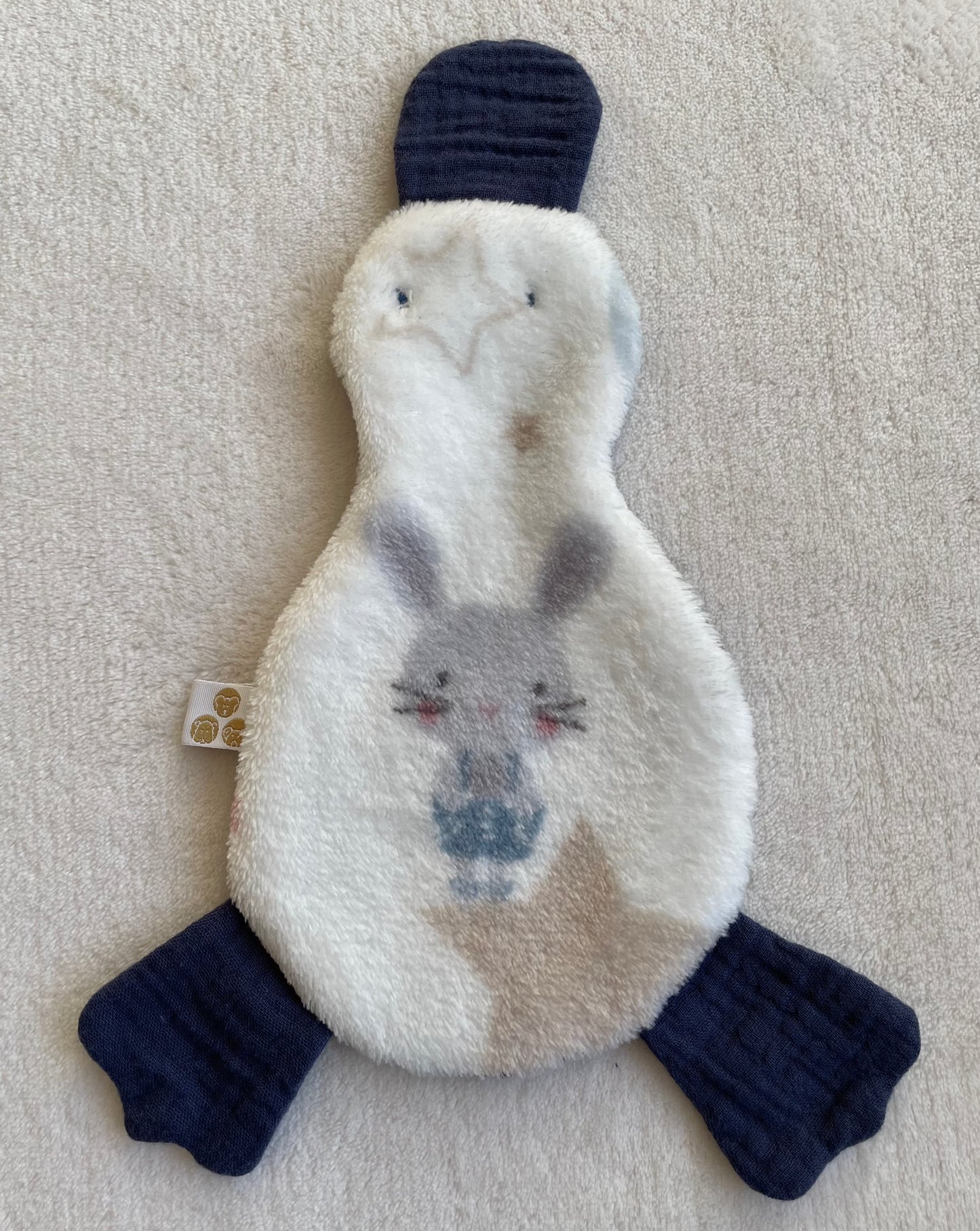 Doudou Canard Bleu  Marine - Lapin