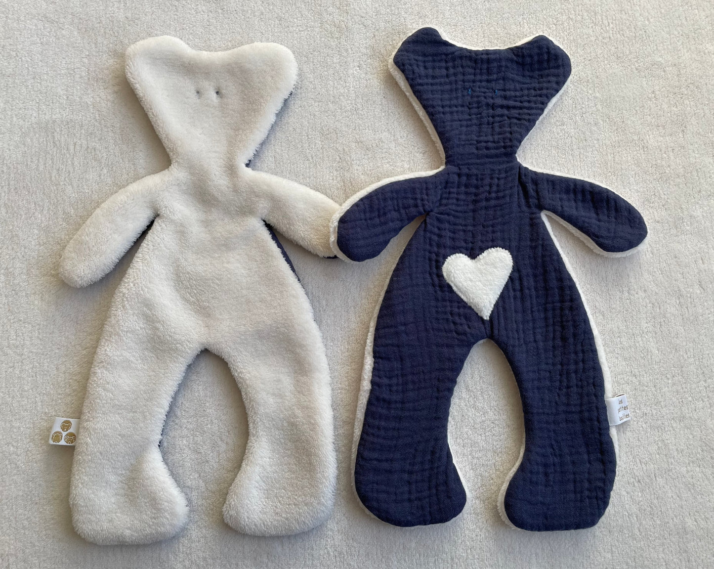 Doudou Ourson Bleu Marine - Blanc