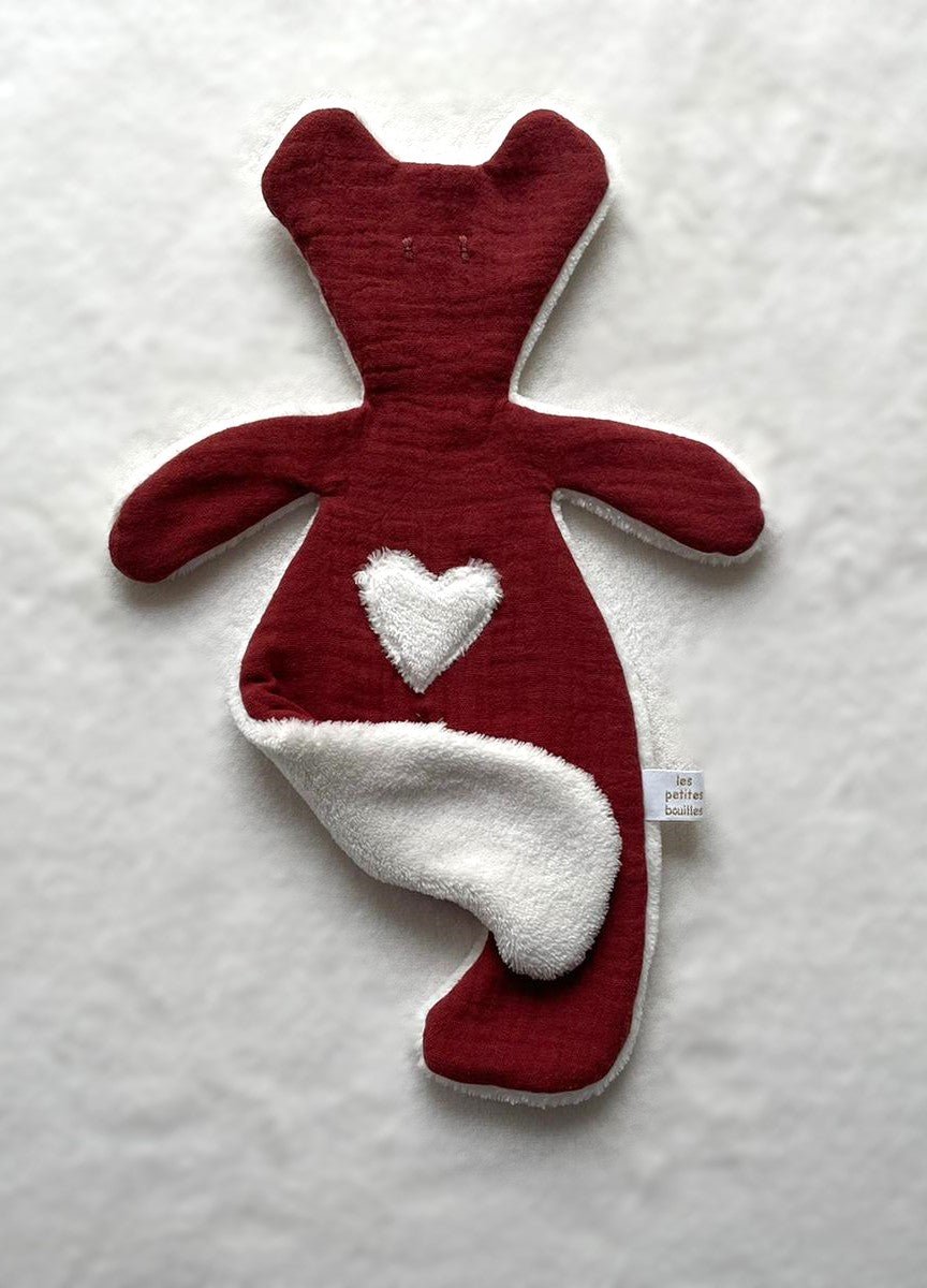 Doudou Ourson Terracotta - Blanc