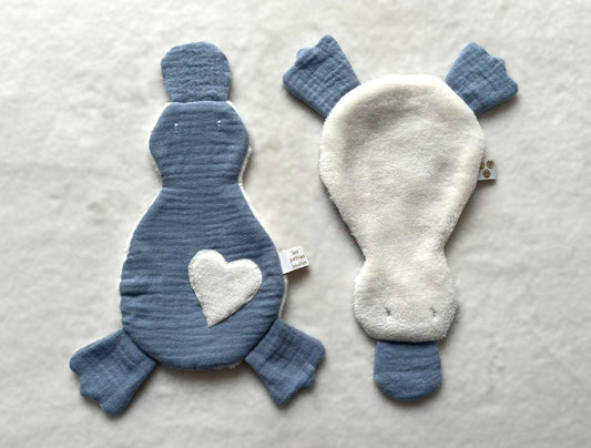 Doudou Canard Bleu Clair - Blanc