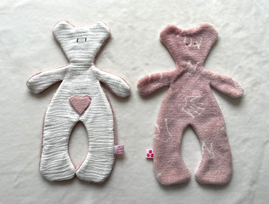 Doudou Ourson Blanc - Vieux Rose et Couronnes